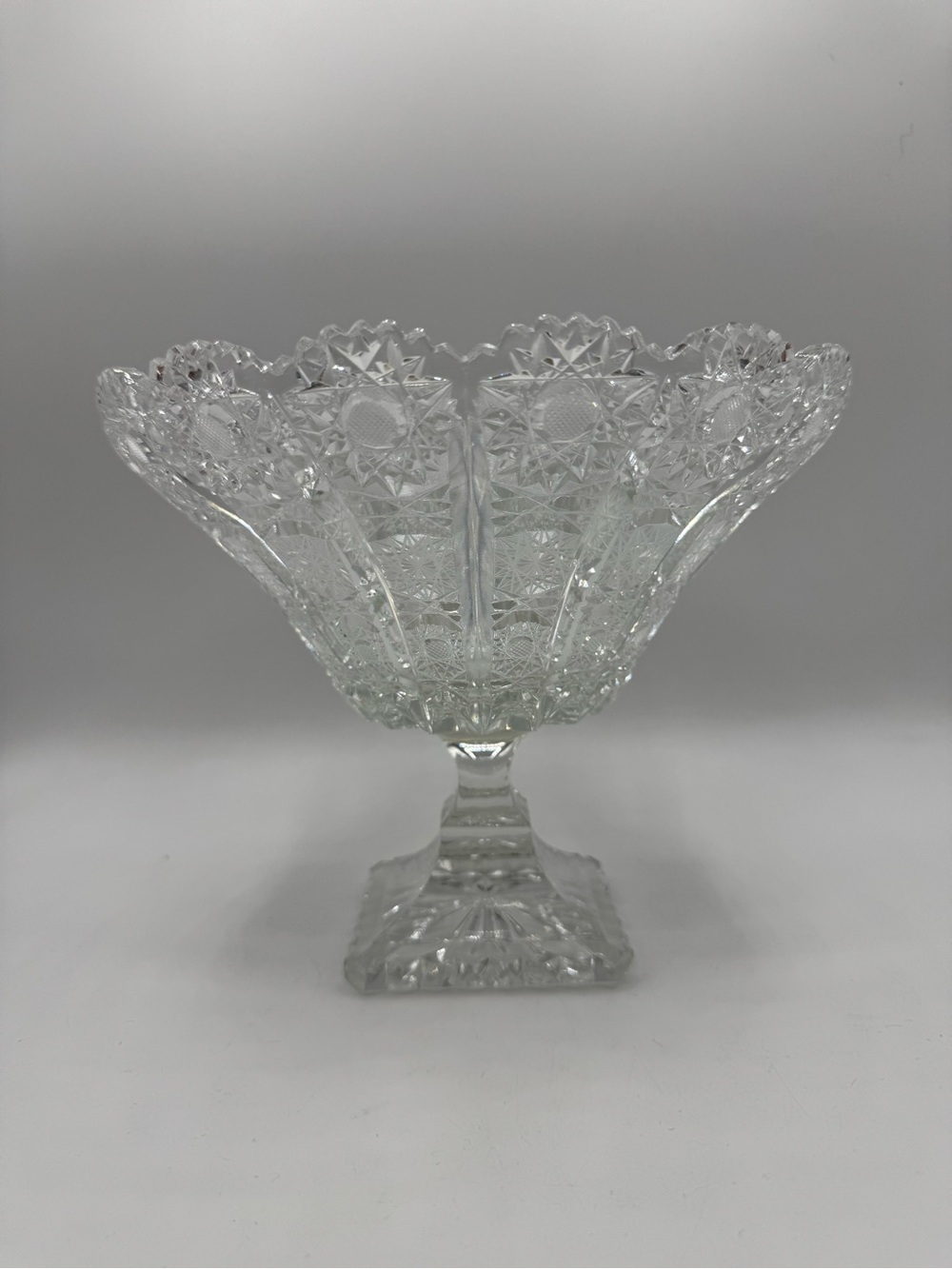 Vintage Imperlux Queen's Lace Cut Crystal Pedestal Compote Bowl